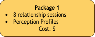 Package 1  •	8 relationship sessions •	Perception Profiles  Cost: $